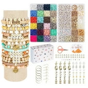 Beads Bracelet Making Kit, 7200 Pcs Clay Beads 24 Colors Flat Preppy Beads Making DIY Set with Letter Beads, Letter Beads, Number Beads, Spacer Beads Gifts for Teen Girls Crafts